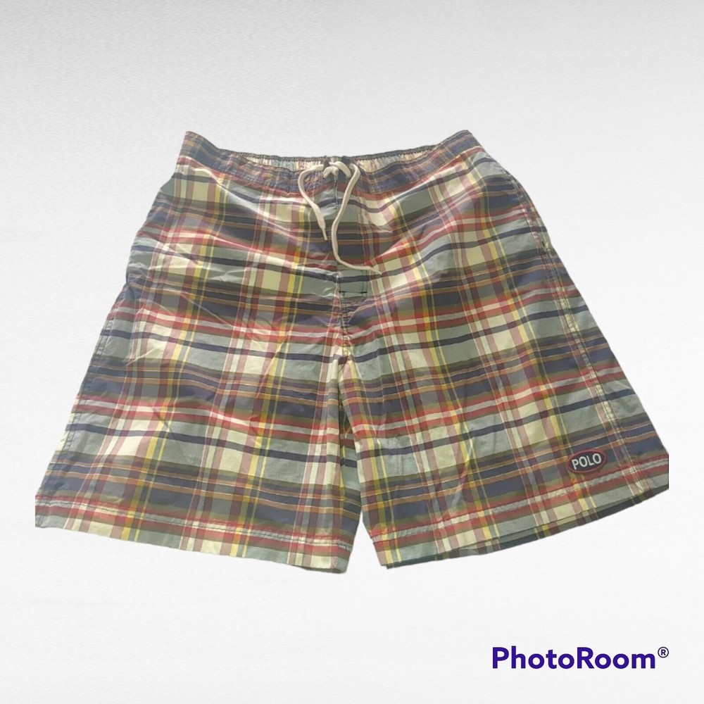Polo Sport Ralph Lauren Swim Trunks Size XL Swimwear Plaid Key Pocket